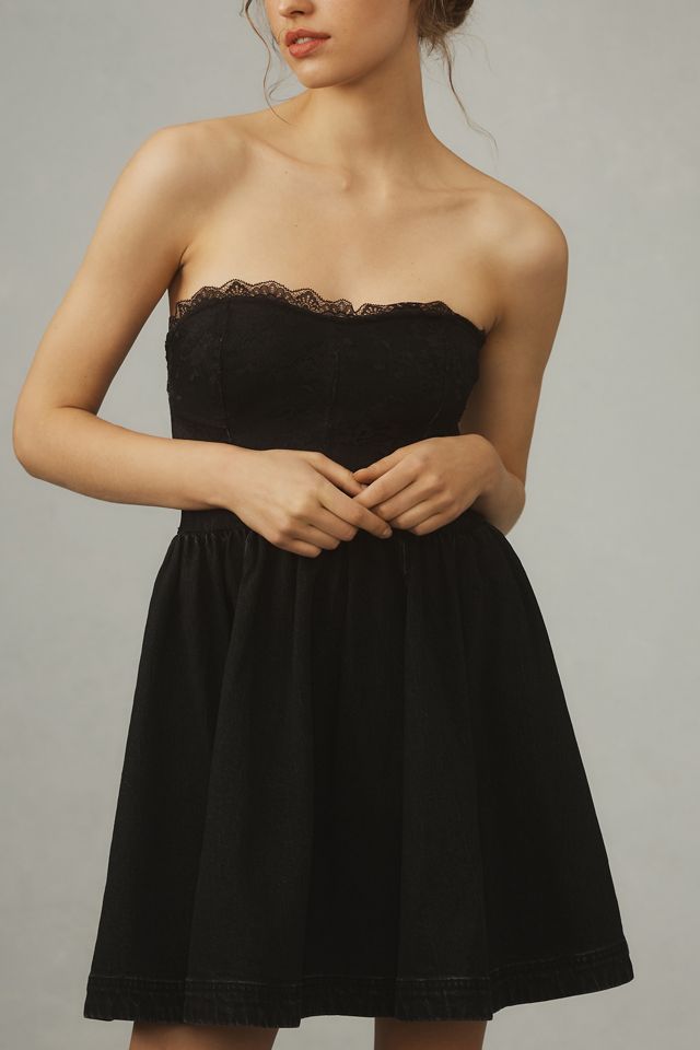 Pilcro Strapless Tulle Lace Midi Dress #4