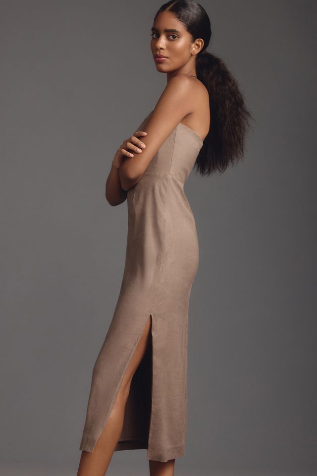 By Anthropologie Linen Strapless Midi Dress #2