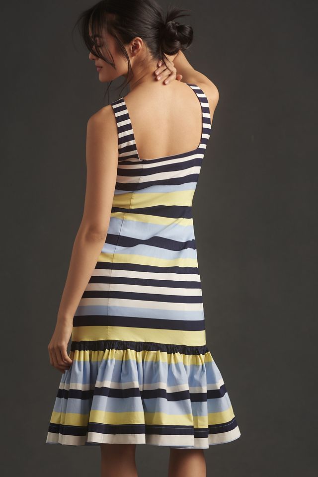 Maeve Sleeveless Square-Neck Flutter-Hem Midi Dress #1