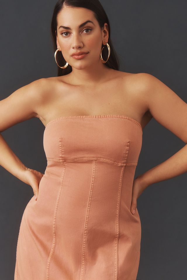 Pilcro Icon Strapless Fluted Midi Dress | Anthropologie UK