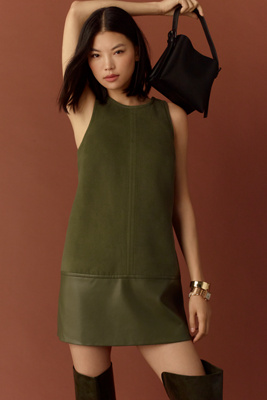 chinese dress ladies Bold Self Merlot Red Faux Leather Dress – Shop the Mint main image 0