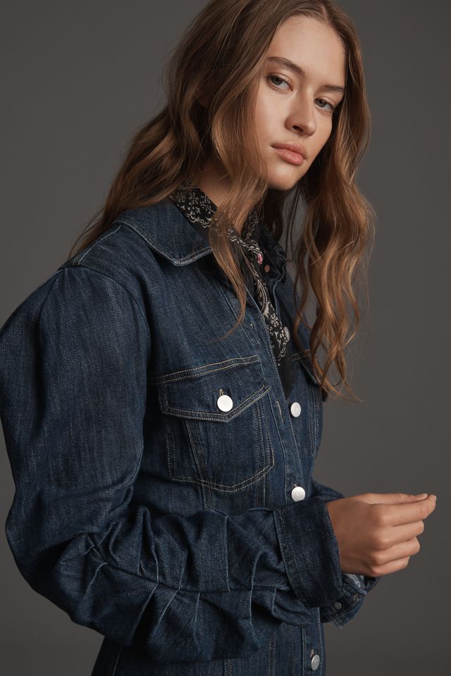 Pilcro Long-Sleeve Button-Front Seamed Denim Mini Dress #1