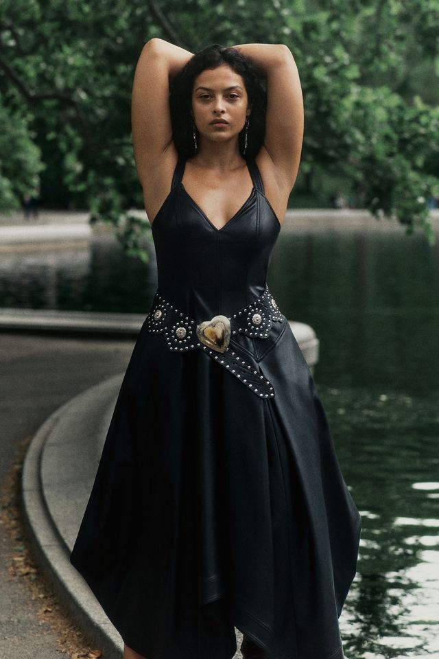 Pilcro Sleeveless Faux Leather Corset Midi Dress #4