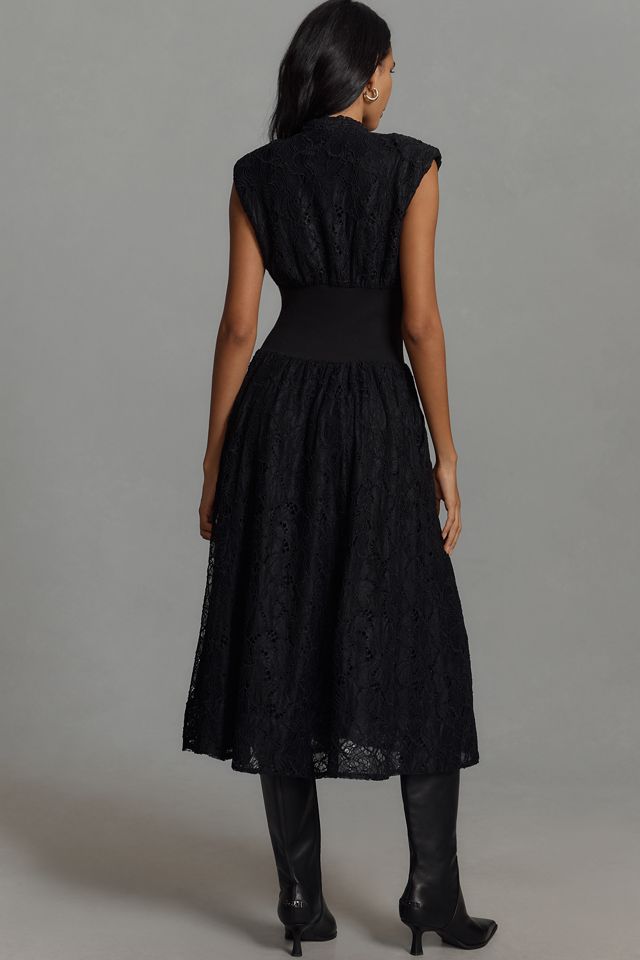 The Tommie Cap-Sleeve Smocked Front-Zip Shirt Dress: Lace Edition #2