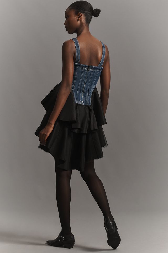 Pilcro Sleeveless Denim Bodice Tiered Mini Dress #1
