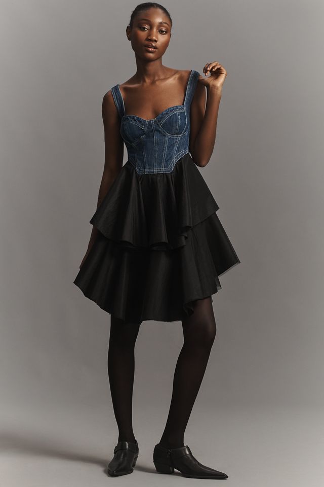 Pilcro Sleeveless Denim Bodice Tiered Mini Dress #2