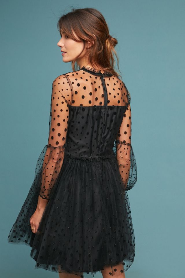 Shoshanna Velvet Polka Dot Dress #1