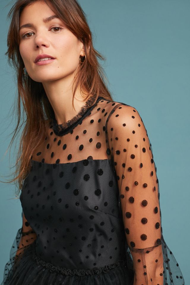 Shoshanna Velvet Polka Dot Dress #2