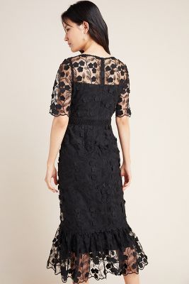 shoshanna embroidered lace midi dress