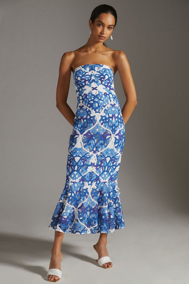 Shoshanna Strapless Lace Midi Dress #3