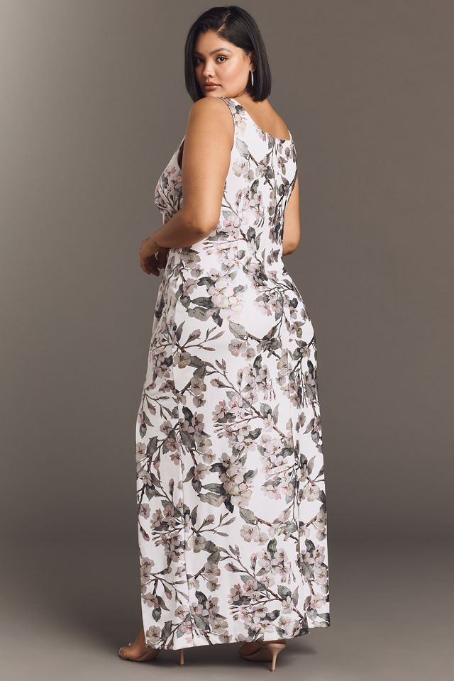 Adrianna Papell Plus Floral Foil Crepe Maxi Dress #1