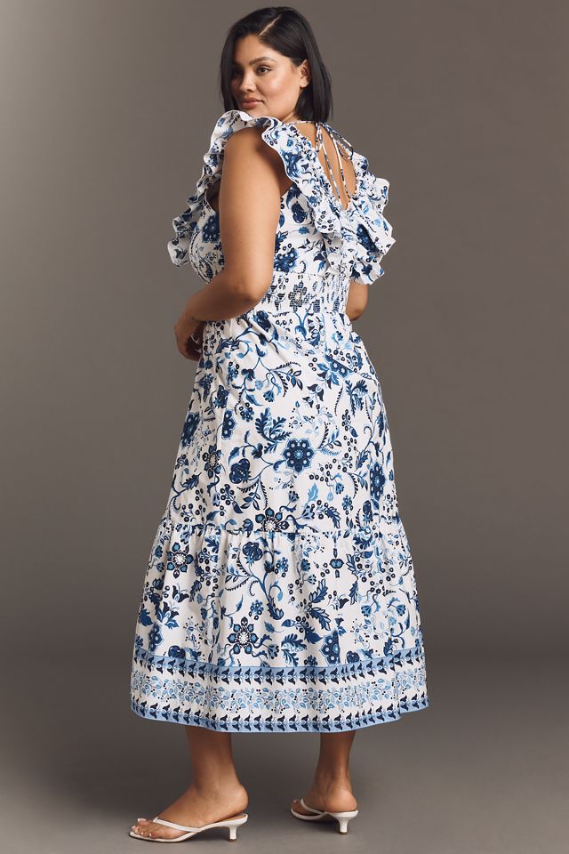 Adrianna Papell Plus Printed Ruffle Midi Dress #1