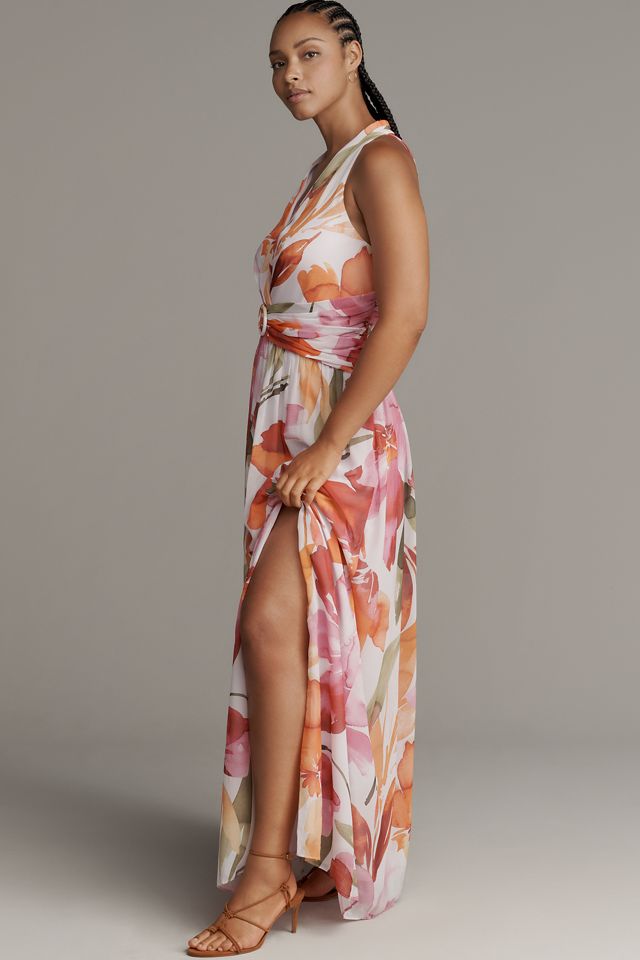 Adrianna Papell Plus Floral Chiffon Ring Maxi Dress #3