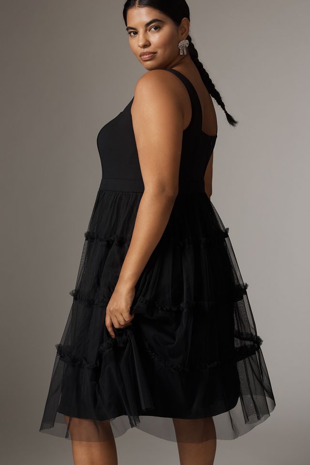 Adrianna Papell Sleeveless Tulle Midi Dress | Anthropologie