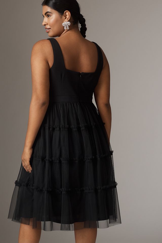 white christmas dresses Adrianna Papell Black Textured Cocktail Dress with Beaded Neckline –  SilkRoll main image 1
