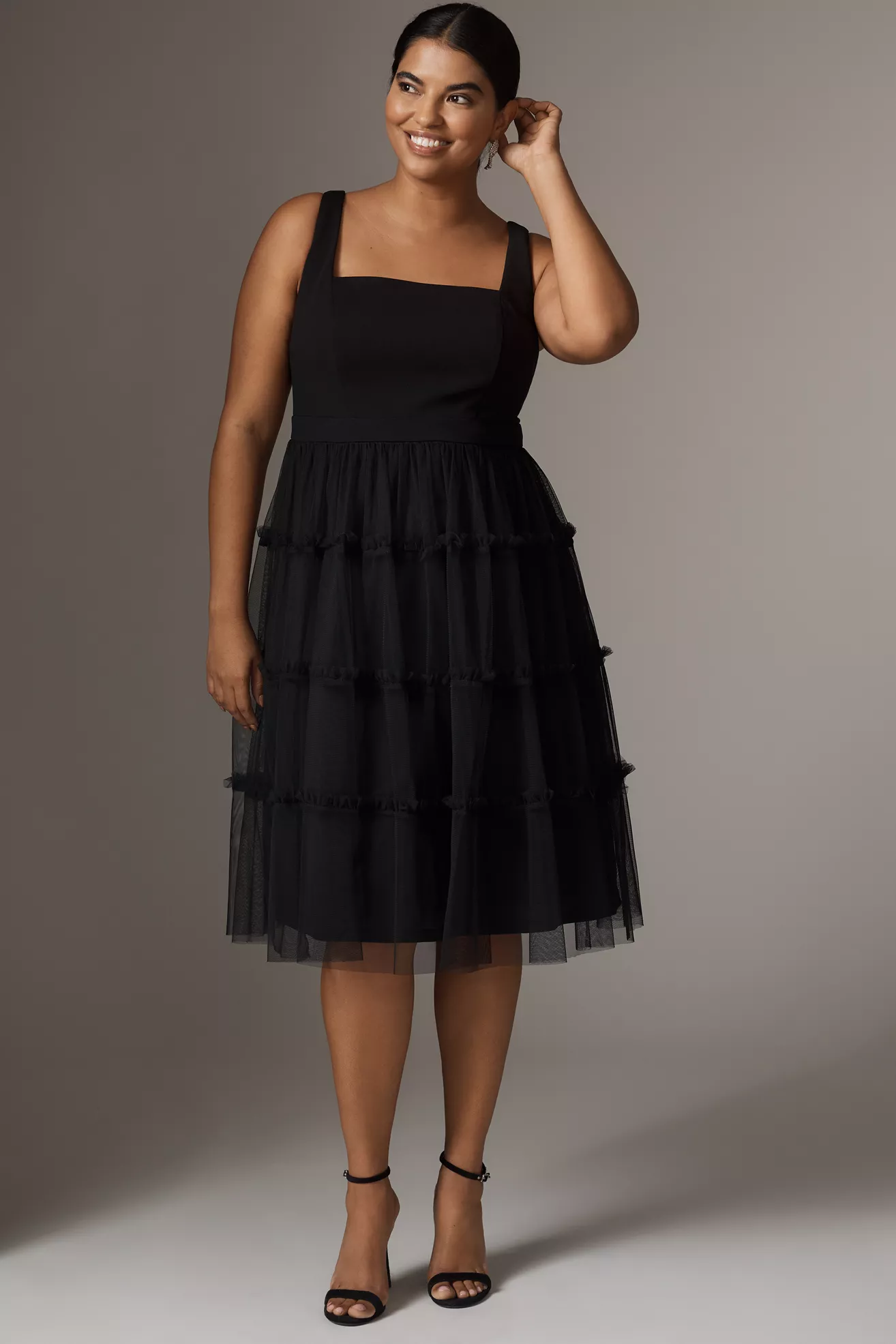 Adrianna Papell Sleeveless Tulle Midi Dress