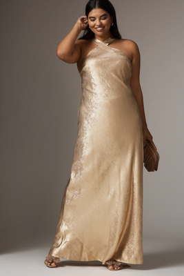 Plus Sleeveless Halter Maxi Dress