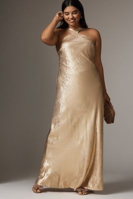 slim fit dress slacks Ymmi Metallic Gold Maxi Bandage Dress – Night Novas main image 0