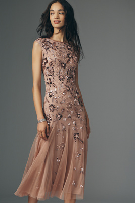 princess polly baby blue dress Adrianna Papell Beaded Cape Sleeve Gown In Midnight - 30% Off main image 0