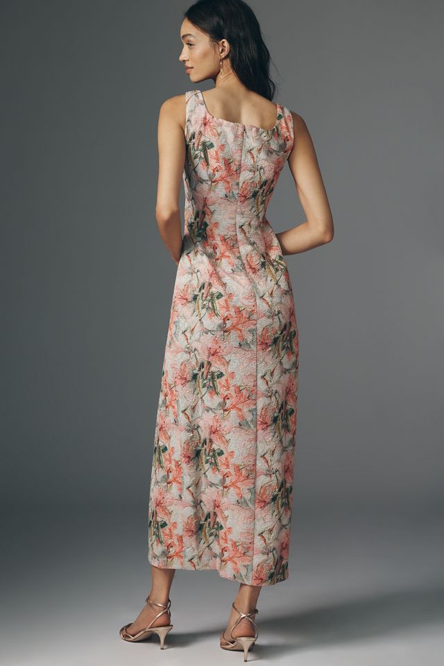Adrianna Papell Petite Sleeveless Metallic Maxi Dress - Coral