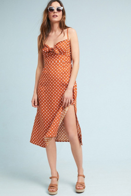 anthropologie orange polka dot dress Maeve Sweetheart Polka Dot Mini Dress