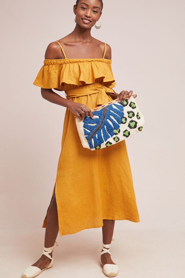 Faithfull Ruffled Linen Midi Dress