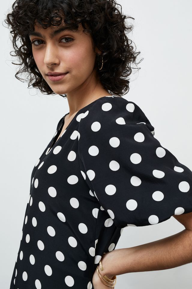 flowy green prom dress Green Polka Dot Kennedy Midi Dress