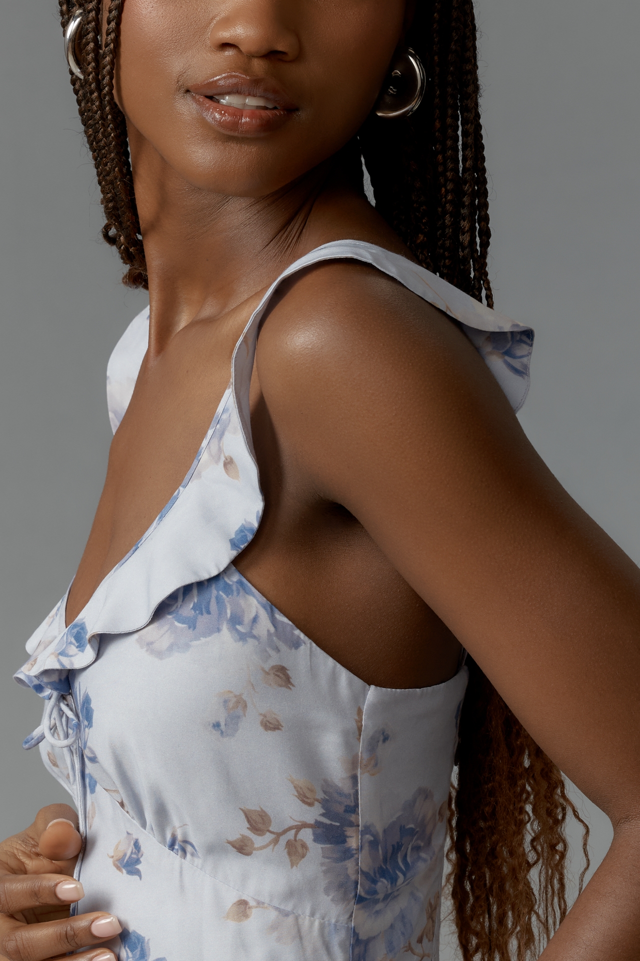 Faithfull Ruffle-Neck Midi Dress