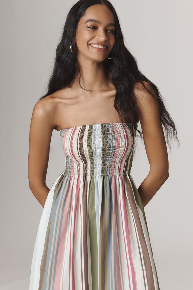 Faithfull Strapless Smocked Midi Dress #1