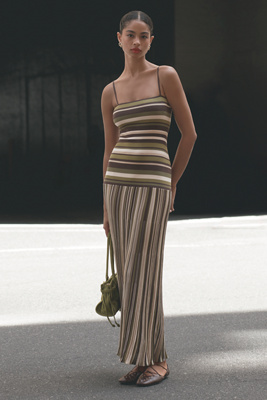 Faithfull The Brand Esenia Drop-waist Knit Dress In Brown