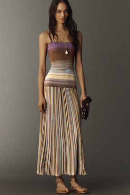 esenia knit dress FAITHFULL Esenia Knit Dress in Puce Sepia Stripe