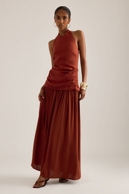 Faithfull The Brand Tali Linen-Blend Drop-Waist Maxi Dress