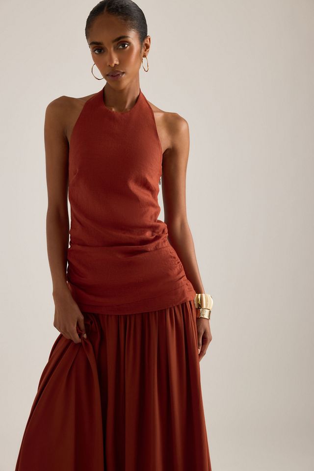 Faithfull The Brand Tali Linen-Blend Drop-Waist Maxi Dress #3