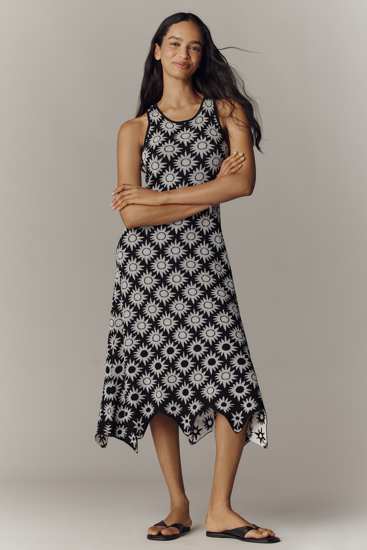 Chinti & Parker Cotton Hanky-Hem Midi Dress
