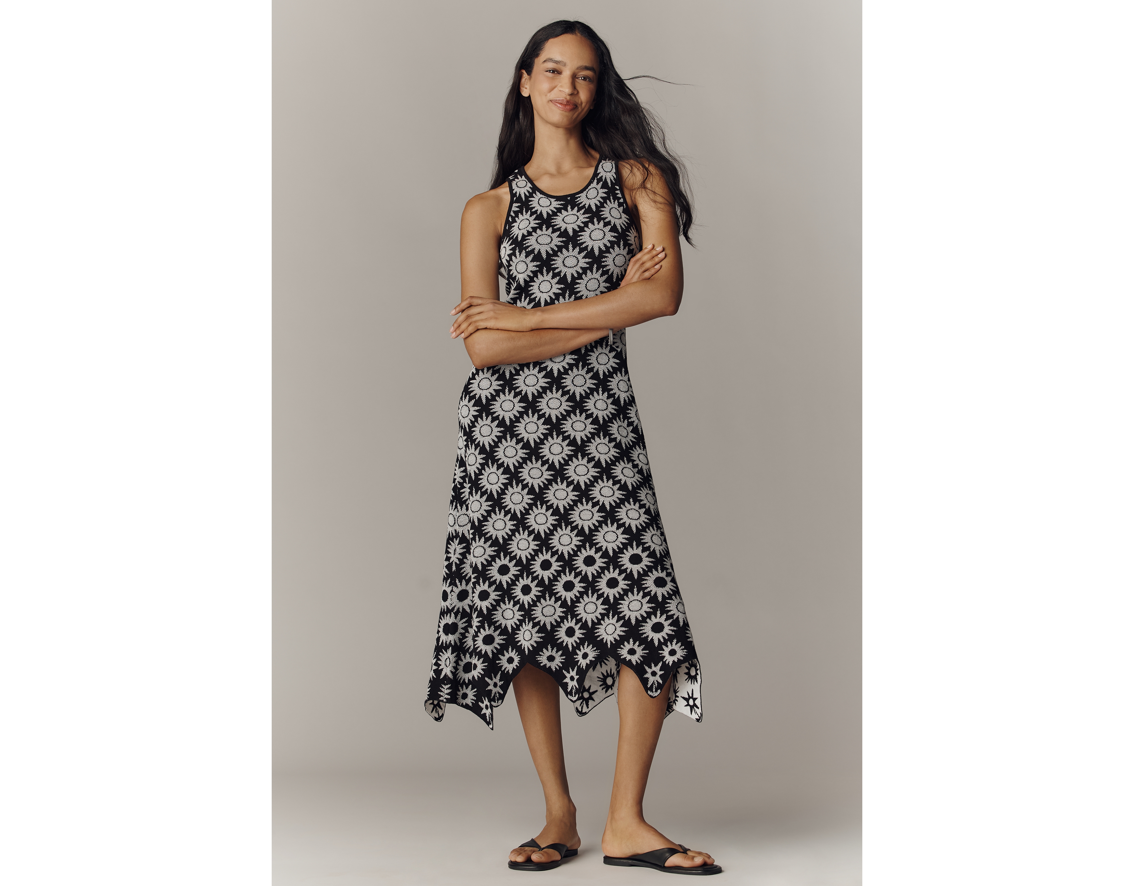 Chinti & Parker 100% Cotton Hanky-Hem Midi Dress