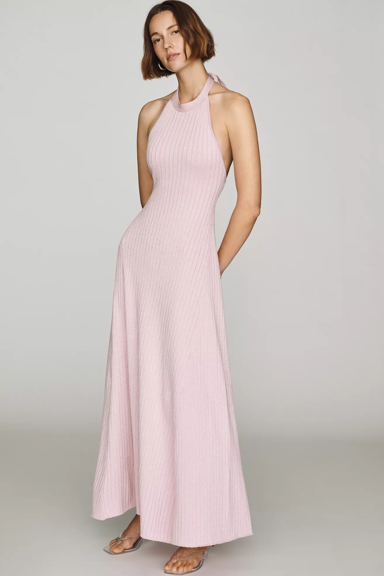 Elevator Disco Halter Midi Dress