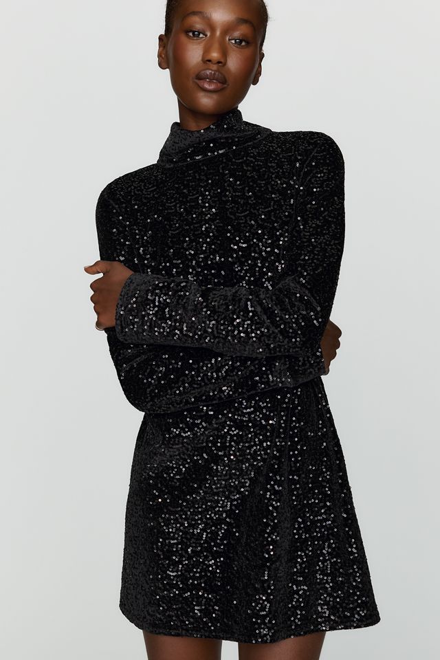 Favorite Daughter Sequin Mock Neck Mini Dress #1