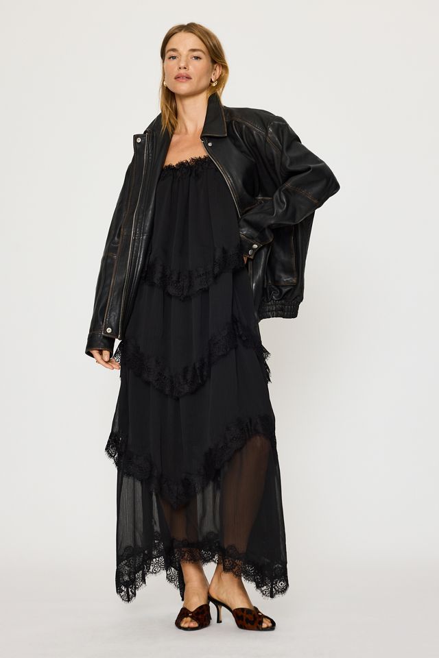 Vestido Maxi de Capas con Volantes de Encaje By Anthropologie #1