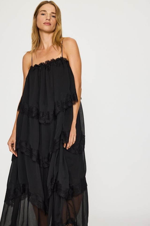 Vestido Maxi de Capas con Volantes de Encaje By Anthropologie #2