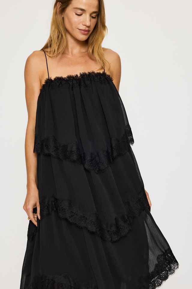 Vestido Maxi de Capas con Volantes de Encaje By Anthropologie #3
