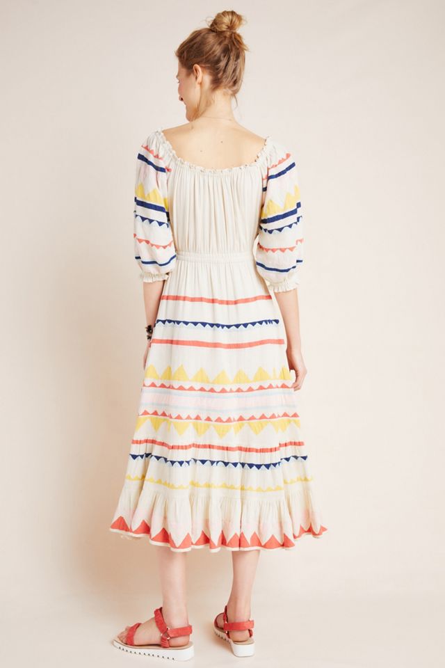 Saria Smocked Rainbow Midi Dress #1