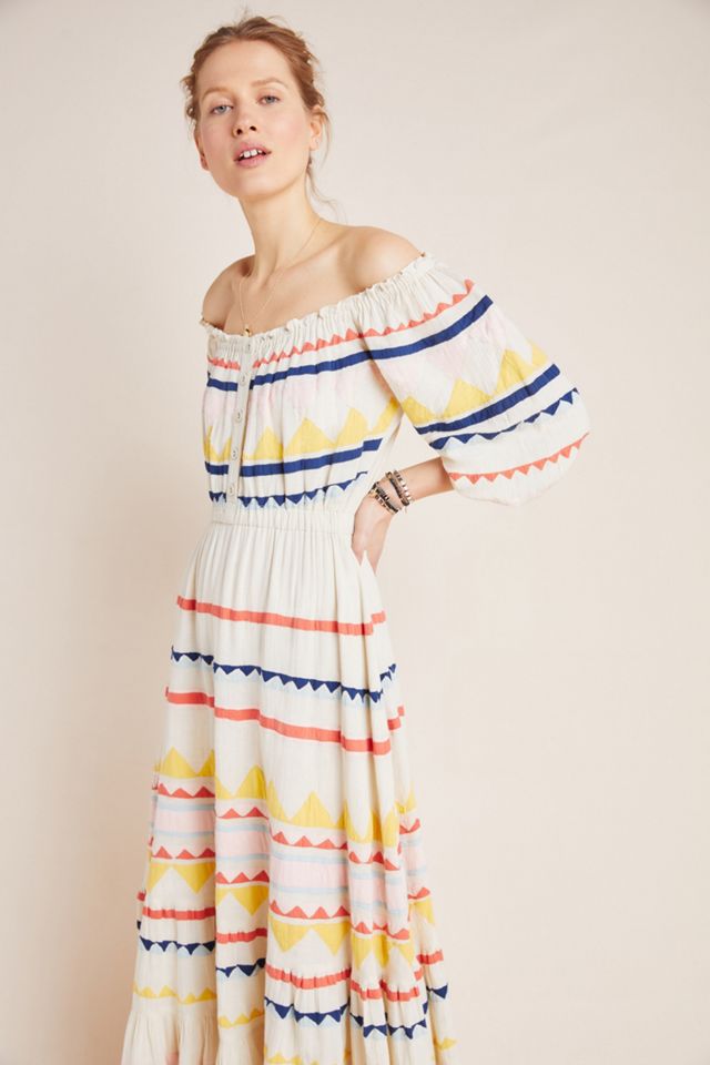 Saria Smocked Rainbow Midi Dress #3