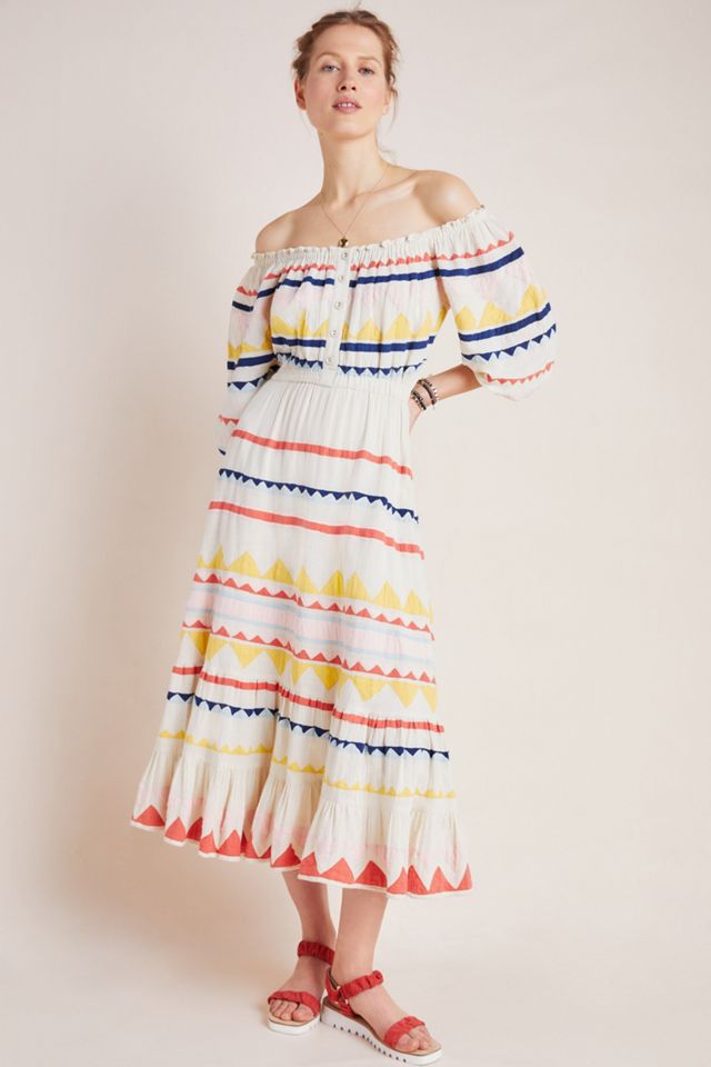 Saria Smocked Rainbow Midi Dress #4