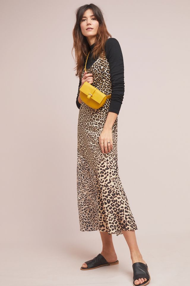 Silk leopard slip on sale dress