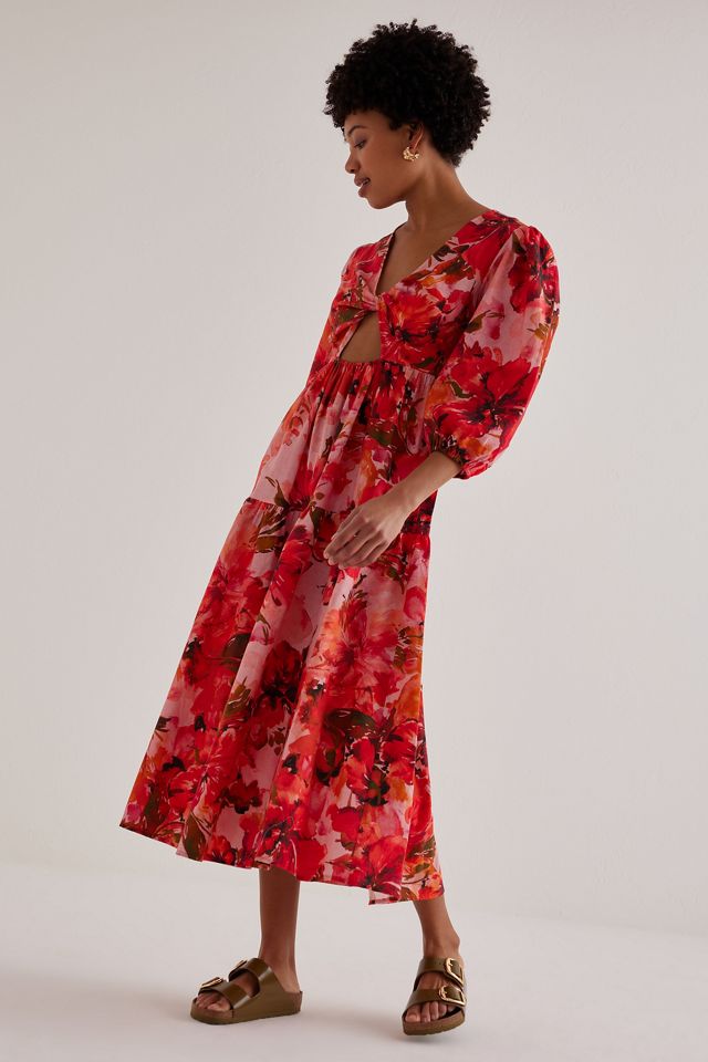 DESIGN - Robe Longue Torsadée Sur Le Devant à Manches évasées Et