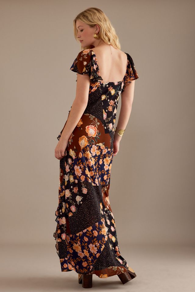 Kachel Lulu Flatternde-Ärmel Rüschen Maxi Kleid #1