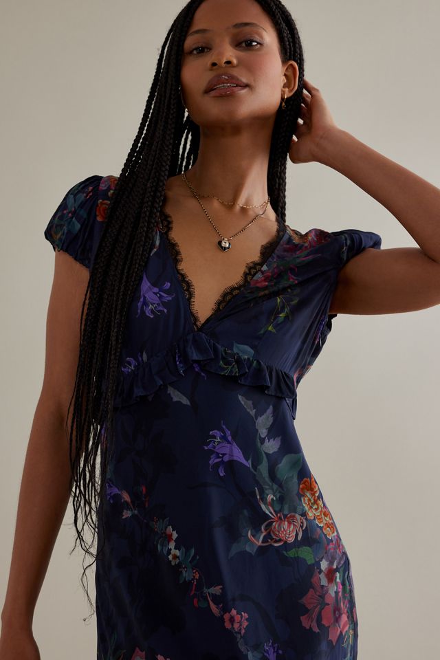 Kachel Ruby Short-Sleeve Lacy Floral Maxi Dress #1