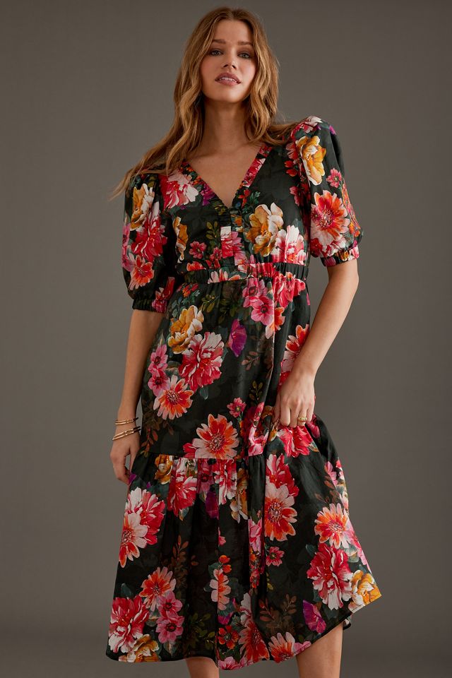 Kachel Juniper Puff-Sleeve Tiered Maxi Dress #1