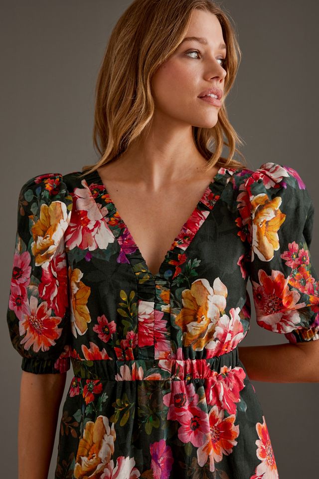 Kachel Juniper Puff-Sleeve Tiered Maxi Dress #3