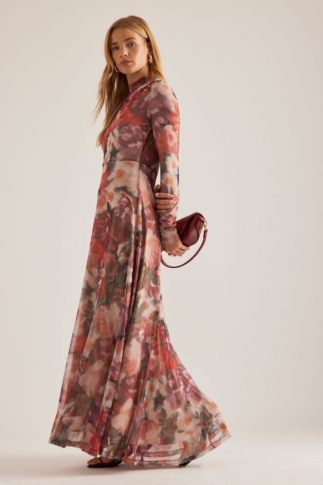 Vestito Lungo Kachel in Maglia Floreale con Collo Alto #2